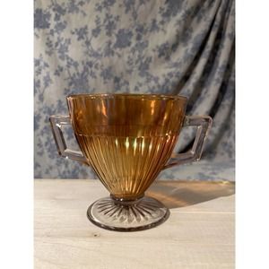 RARE Round Robin Carnival Glass Open Sugar Bowl